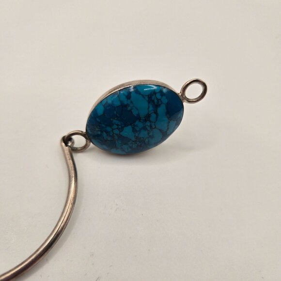 Vintage 90s 925 Sterling Silver Mexico Turquoise Bracelet - Picture 5 of 6